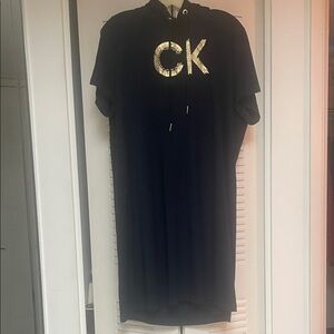 Calvin Klein Black Hoodie Dress ,Gold CK Logo- tax deadline sale on 100 items